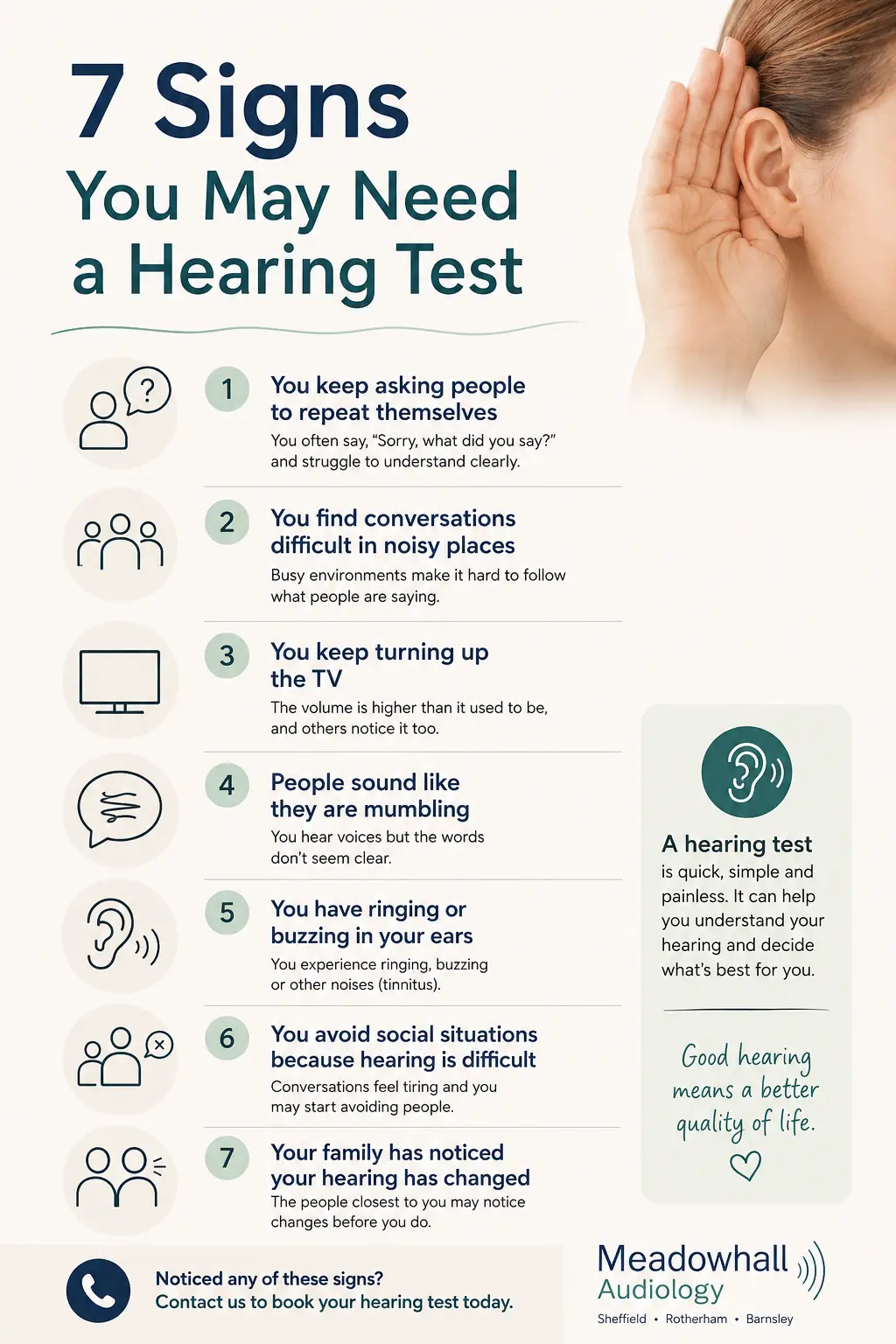 7 Signs You May Need a Hearing Test | Meadowhall Audiology